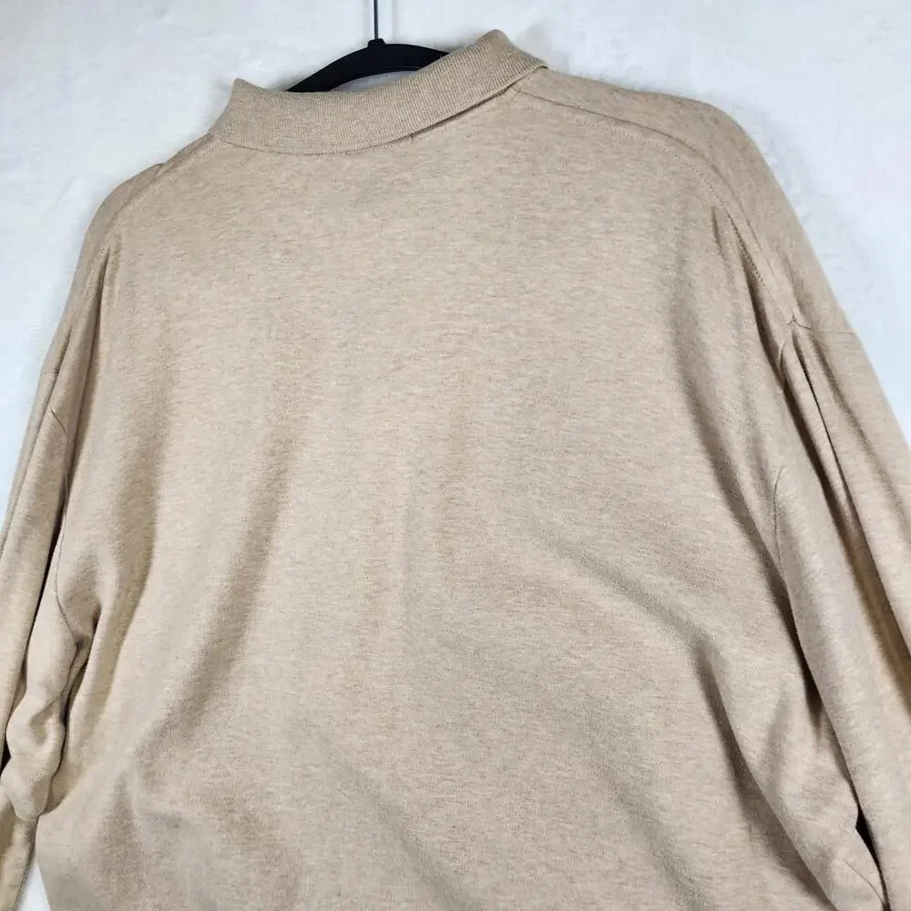 Vintage 90s Polo Ralph Lauren Long Sleeve Polo Shirt Tan Sz Large Cotton Bolivia